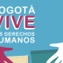Fondo gráfico con manos y el texto Bogotá vive los derechos humanos